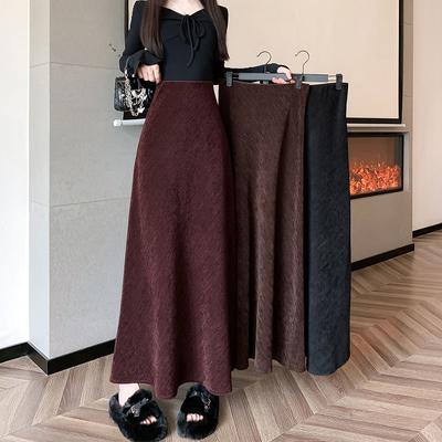 Mid-Length High-Waisted Velvet Fish Tail Skirt with Classic Style for Autumn and Winter