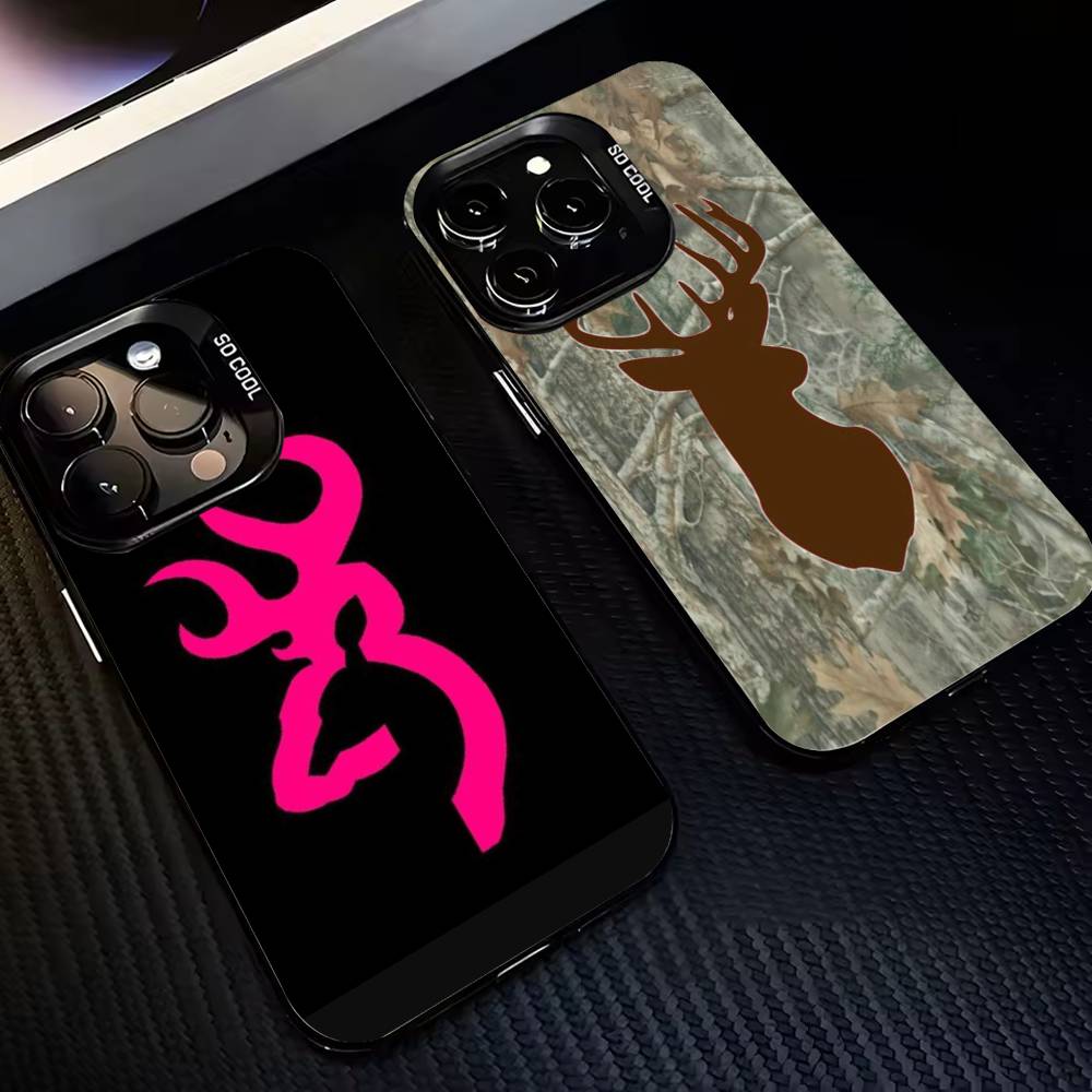 B-BrowningS Huntings-BH DEER Phone Case For iPhone 17,16,15,14,13,12,11 Plus,Pro Max,XS,Colorful Silver Black Cover
