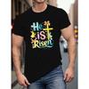 European Sizes Men'S Easter Bunny Graphic T-Shirt, Crew Neck, Casual Summer Knit Fabric Tee, Regular Fit, Slight Stretch, Geometric Pattern