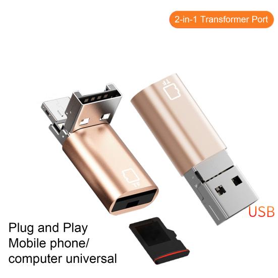 Smart 2-in-1 USB Reader Type-C Card Compact High-speed Size Portable No Driver Required Universal