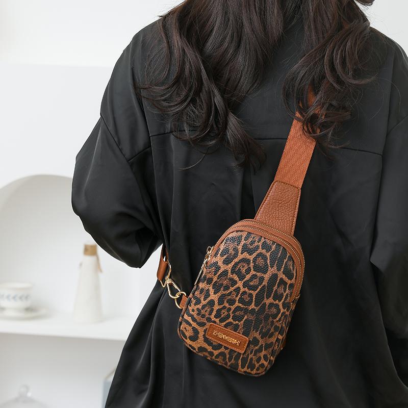 Women's Chest Bag Leopard Shoulder Crossbody Bag Lightweight Travel Satchel