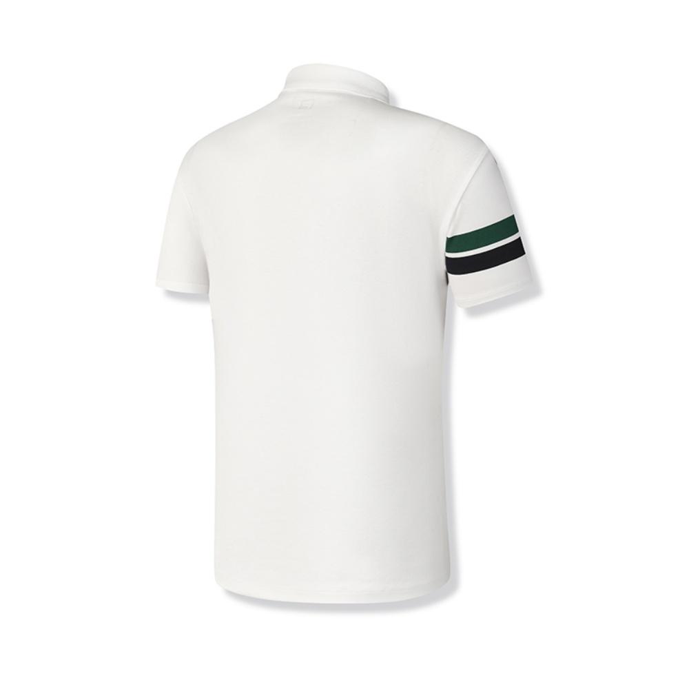 Fila Tennis Fashion Retro Comfortable Simple Striped Versatile Casual Sports Polo Shirt Men Tops Jade-White A11M533105F-WT