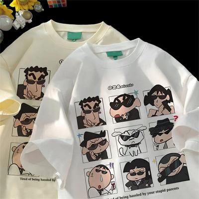 2025 Summer Womens Clothes Streetwear Crayon Shin Chan Print Cartoon T Shirt Tops Unisexs Womens Clothes 100Cotton T Shirts