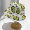 Fischerhut Avocado-Print Beidseitig Flacher Oberteil Atmungsaktiv UV-Schutz Sonnenschutz Dekorativ Erfrischendes Fruchtmuster Bucket Hat Kopfbedeckung