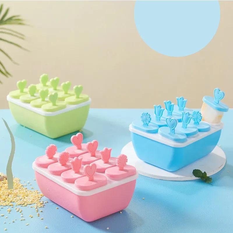 Square Ice Cream Molds Reusable Ice Cube Tray Plastic Homemade Ice Cream Moulds Children's Handmade Ice Stick Household Gadgets