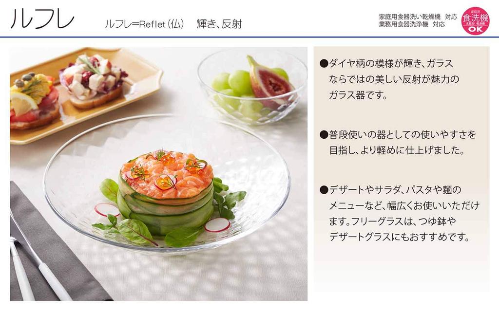 Toyo Sasaki Glass Reflet Bowl 23 Set of Made In Dishwasher Good Design Award Large Noodle Round Glass Plates, 3, Japan, Safe, Winning, Plate, Plate,