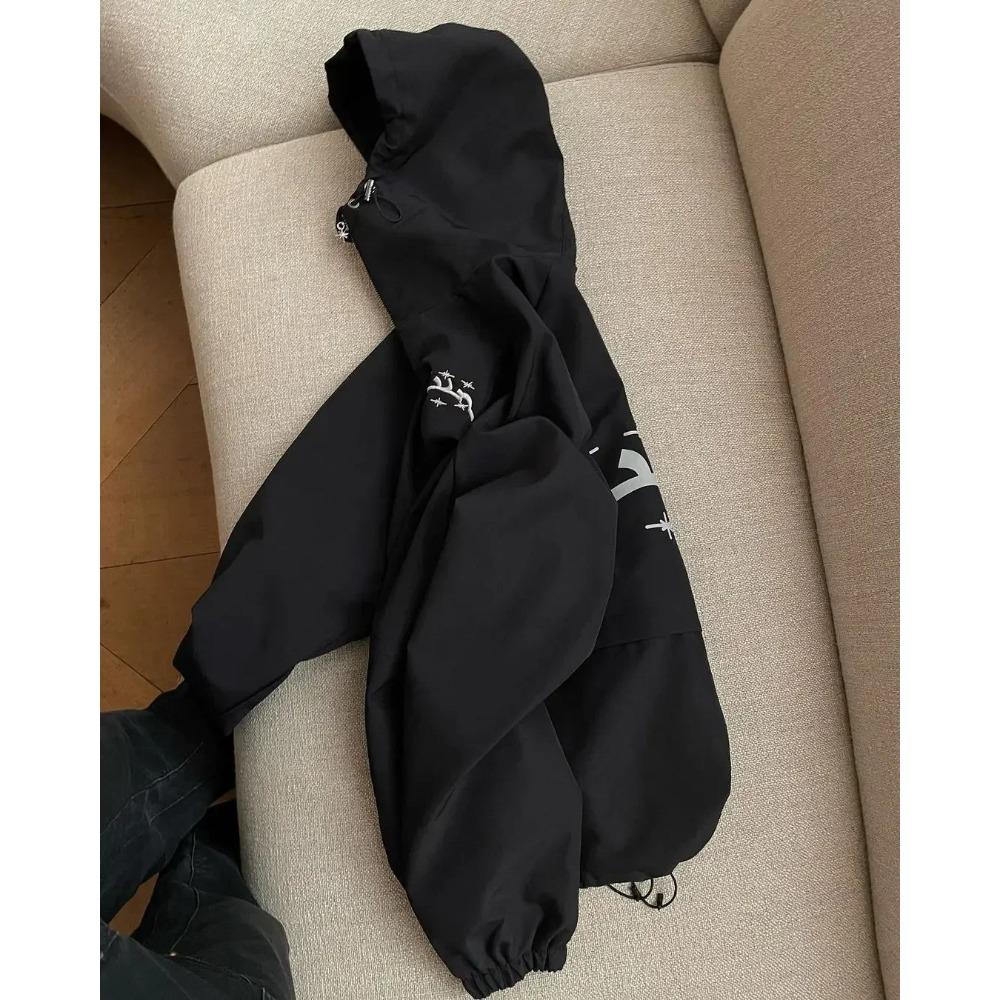 ZYLLO Streetwear Y2k Tepláková bunda Retro Klasický Potisk Větrovka na Zip Mikina s Kapucí Pánská Dámská Móda Harajuku Bomber Bunda Topy