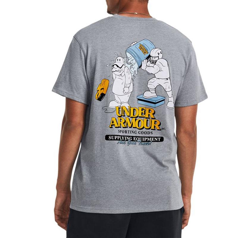Under Armour Koszulka treningowa z krótkim rękawem z nadrukiem kreskówkowym Water Cooler Męskie topy Szary 1379555-035