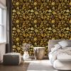 Golden Hibiscus Ochre Wallpaper, Subtle Detail for Living Room and Bedroom 50x1000