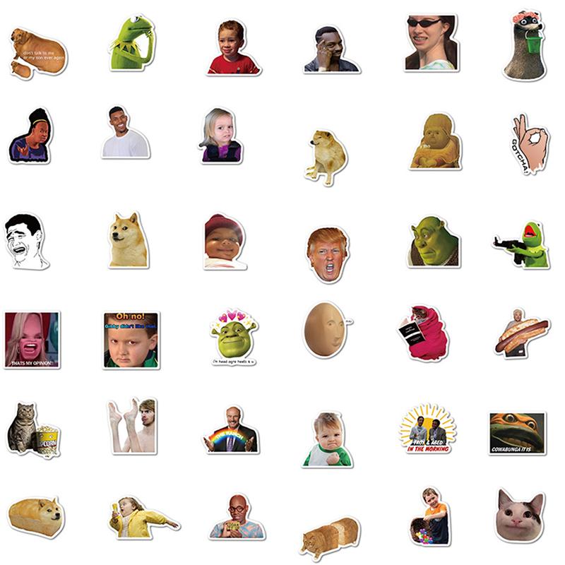 50ks samolepek Funny Expression Vodotěsné nálepky na zavazadla na skateboard na notebook