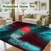 Crystal Velvet Square Rug Custom NameEngland Rugby Pattern Non Slip Home Floor Decor Rug