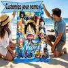 Custom Name Personalized One Piece Print Beach Towel, for Trip Camping Beach Party Home Decor, Birthday Gift for Family & Friends