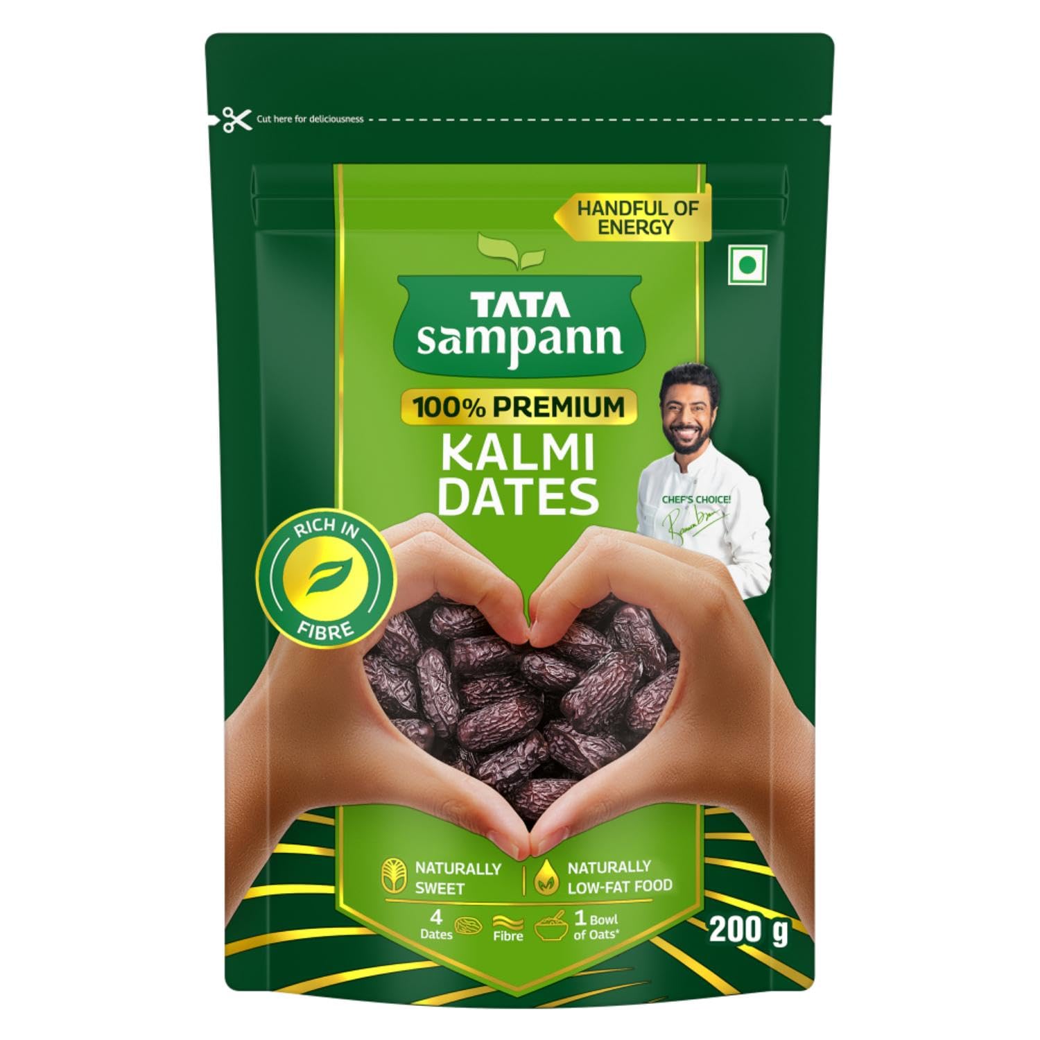 

Tata Sampann Premium Kalmi Dates 200g Pack, Naturally Sweet Low-Fat Snack Rich in Fibre, Healthy Dried Fruit for Smoothies, Salads & Everyday Energy