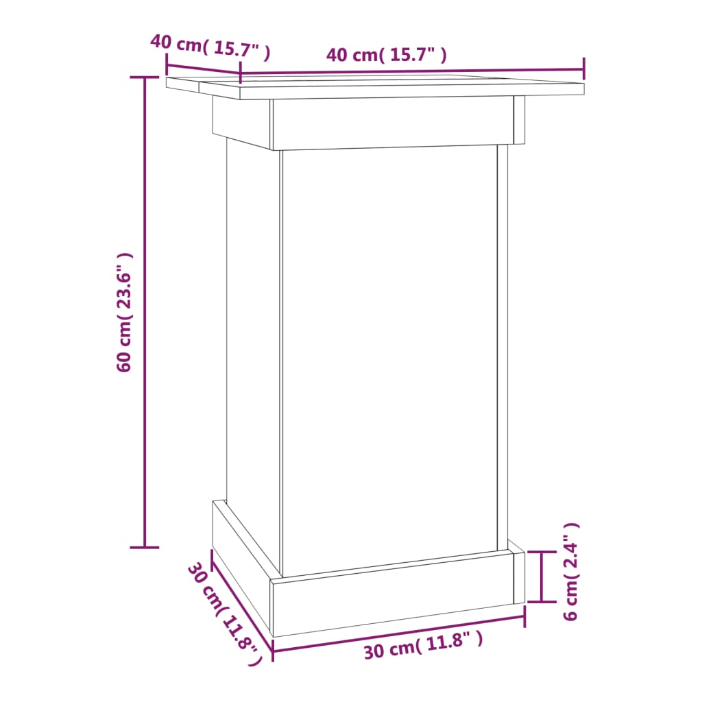 White Flower Stand 40 x 40 x 60 cm Solid Pine Wood