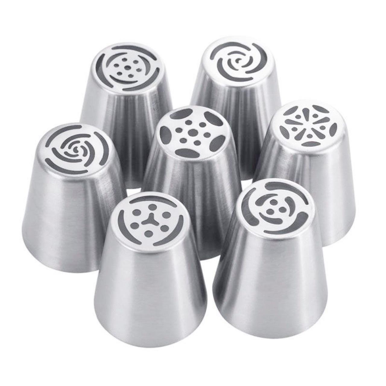 

Премиум 7 шт. - Русский набор насадок для труб - бесшовный комплект насадок из нержавеющей стали для украшения торта для выпечки