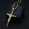 Stainless Steel Jesus Cross Pendant Religious Amulet Jewelry For Men Women Gold Color Cross Necklace With Chain Baptism Gift