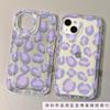 Purple Leopard Print Apple 15 Mobile Phone Case Iphone14promax Transparent Soft Rubber 13/12/11 All-inclusive Anti-drop Xr