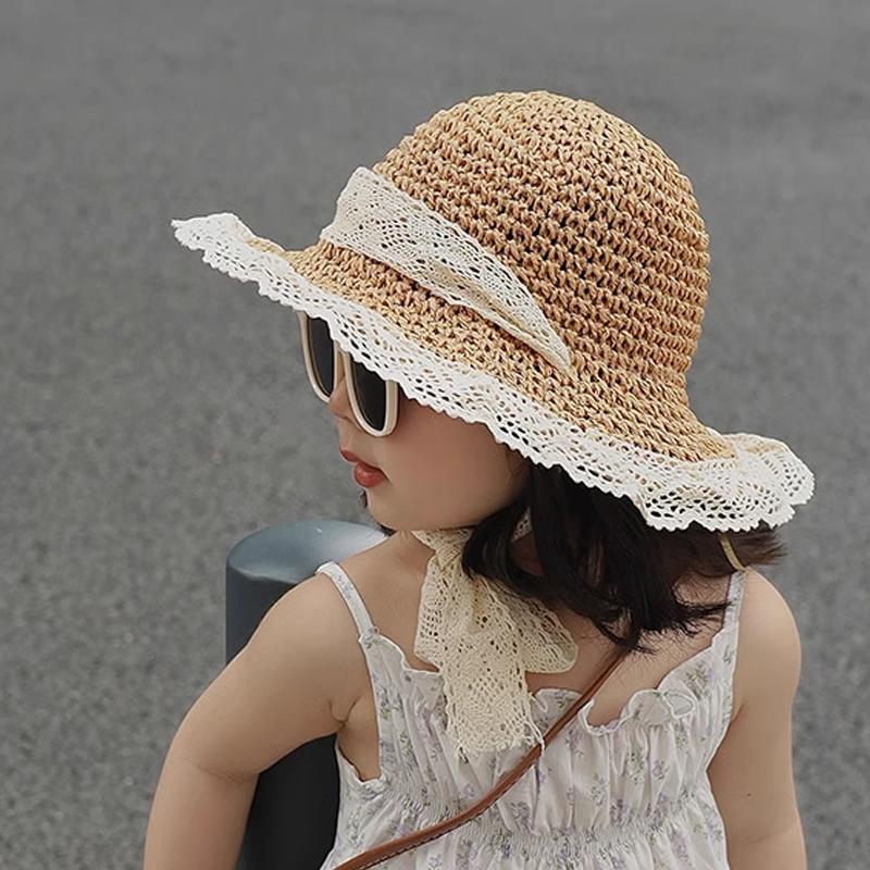 Summer Children'S Vacation Beach Hat Summer Lace Straw Hat Baby Parent-Child Spring And Autumn Sun Hat