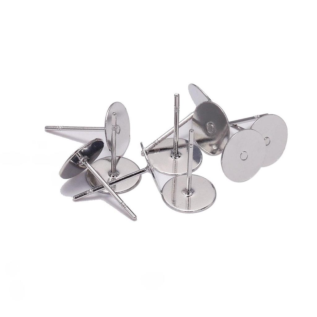 304 Stainless Steel Earring Posts with Flat Head and Tooth for Pearls