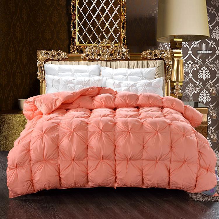 

90% White Goose Down Duvet – Five-Star Hotel Quality, Silent, Thickened, Pure Cotton, Twisted Pattern. 200*230cm (60% down) оранжевый