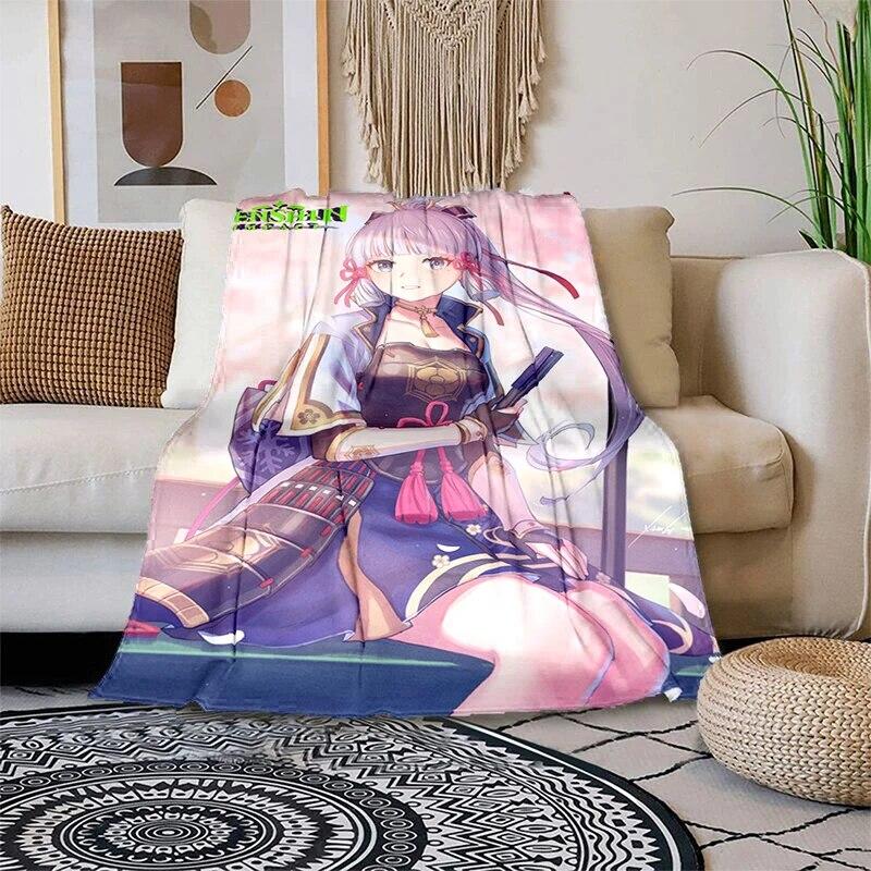 Genshin Impact Měkká plyšová rozkládací pohovka házecí kreslený moderní flanelový povlak na deku Gedruckt Bettdecke Geschenk piknikové deky