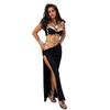 New Spring and Summer Women's Clothing Personality Contrast Color Camisole Sexy Slim Side Slit Skirt Suit
