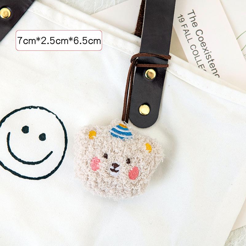 Korean Cute Bear Head Doll Keyring & Name Tag Pendant for Kids' Backpacks