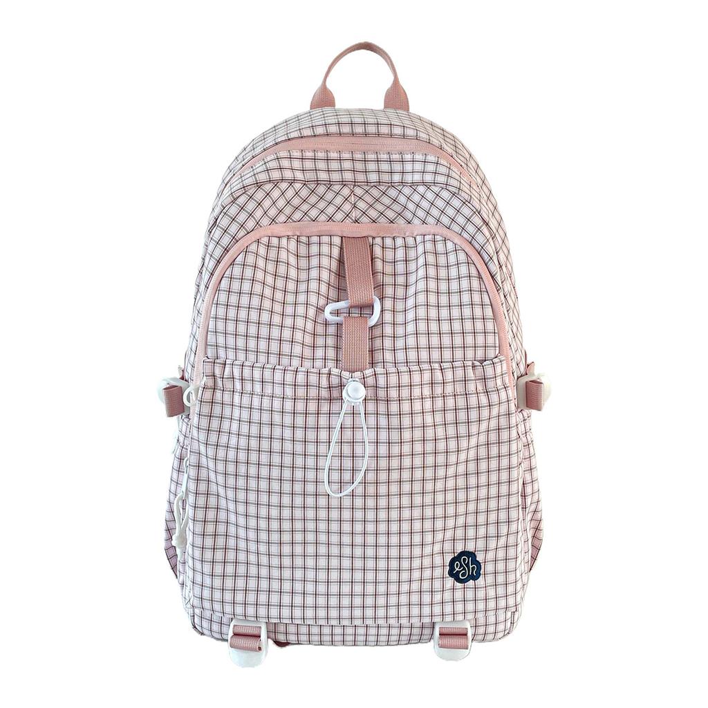 Schoolbag Campus School Bag Female Korean Edition Ins Simple Plaid Backpack High School Students Large Capacity Mori Travel Backpack
