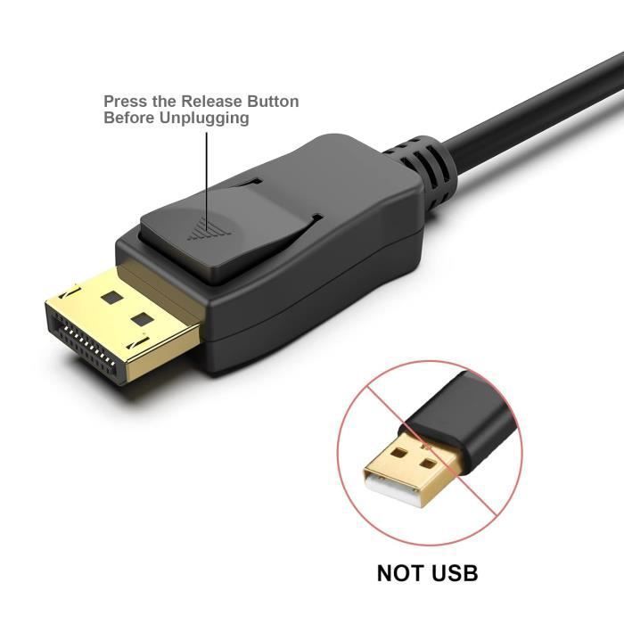 Câble DisplayPort - BENFEI - DP mâle vers DP mâle - 4K@60Hz - 2K@144Hz - 1.8 m