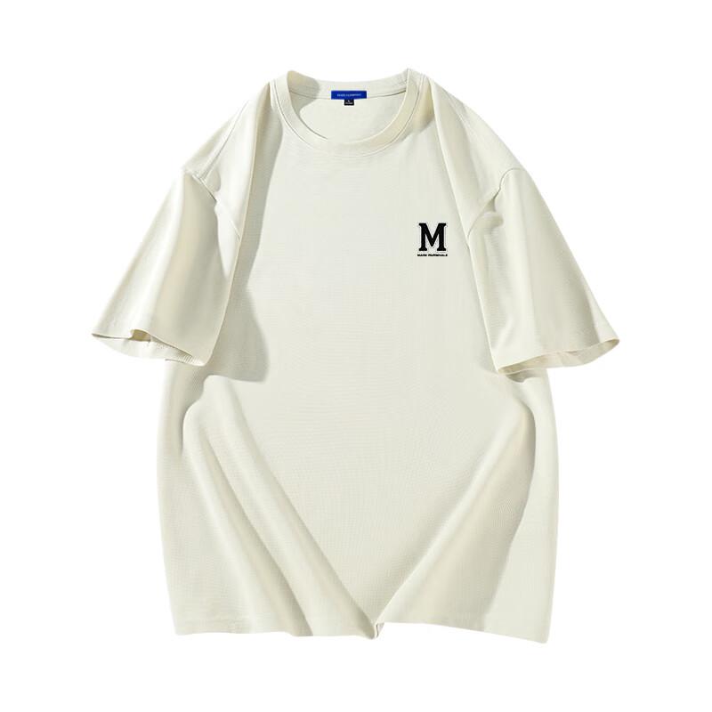 Mark Fairwhale Men's Waffle Knit Letter Print Breathable Short Sleeve T-Shirt