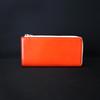 PAIDiA Men's L-Shaped Long Wallet, Genuine Leather, Coin Purse, Card Holder, Tochigi Leather, P099 (Orange)
