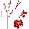 WILLBOND Artificial Red Berry Stems 21.6 Inch Christmas Red Berries Holly Berry Branches for Christmas Tree New Year Decor DIY Craft (8, Simple