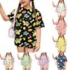 Kids Casual Short Sleeve Animal Print Top and Shorts Set Lightweight Breathable Soft Fabric Comfortable Fit