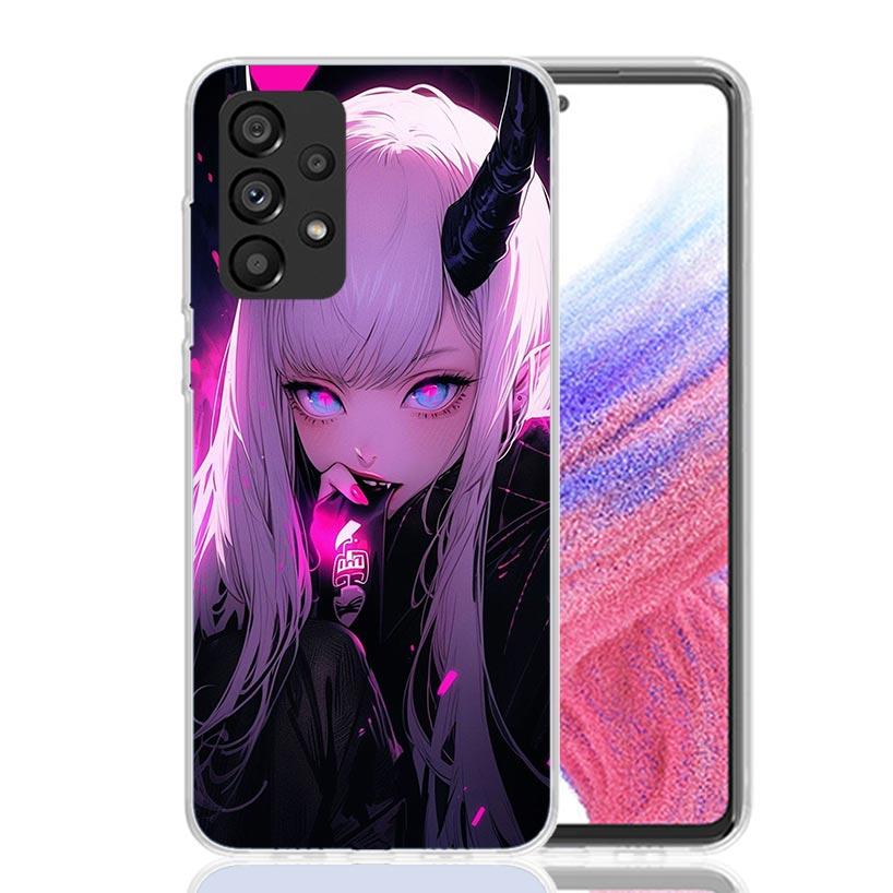 Cartoon Cool Demon Girl Phone Case For Samsung Galaxy A52 A32 A22 A12 A02S A50S A30S A51 A31 AA71 Note 20 Ultra 10 S10 Plus Gala