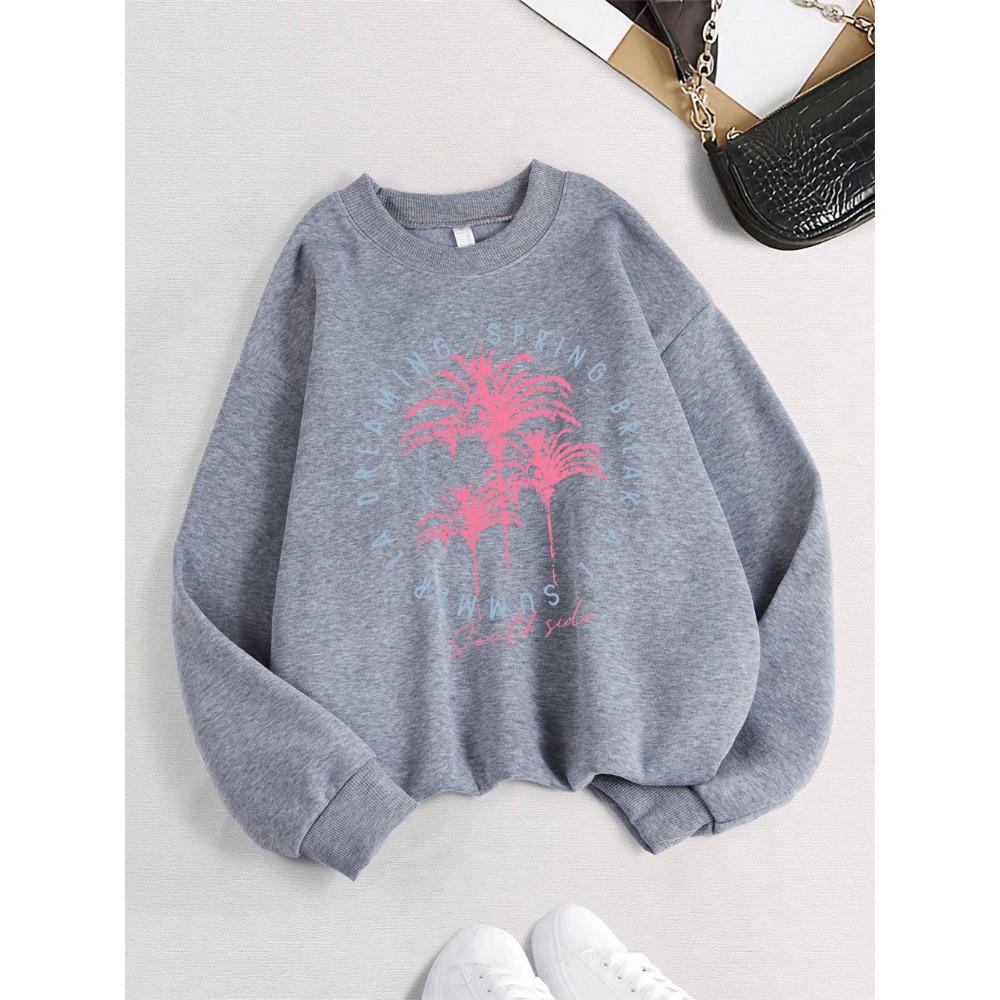 South Side Vacation Prints Sweatshirt Damen Rundhals Basics Hoodie Locker Warm Pullover Herbst und Winter Lässige Damenbekleidung