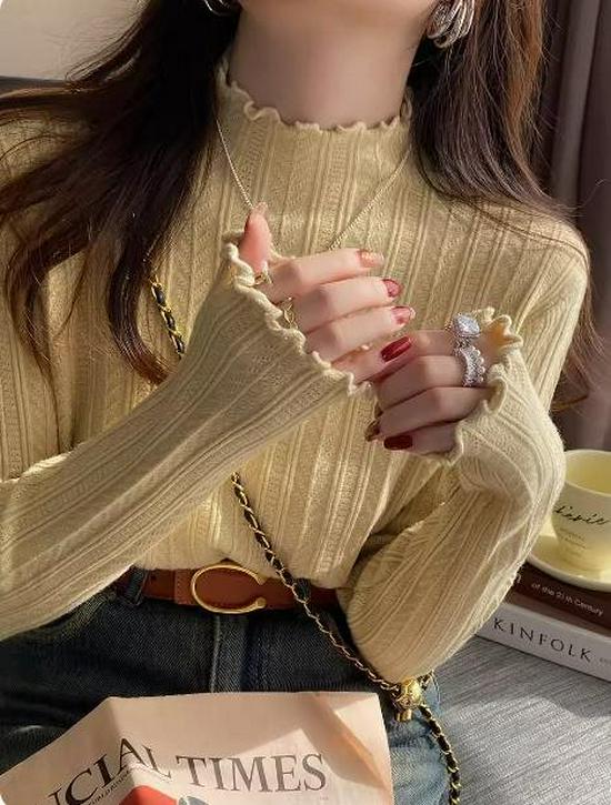

Women s Chic High Neck Knit Sweater for Early Spring, Autumn, and Winter M (86-105 jin)