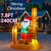 7.8FT LED Inflatable Xmas Yard Decor Beach Style Santa Claus Surfboard Palm Tree Christma Decoration Supplie Ornaments Toy Gifts