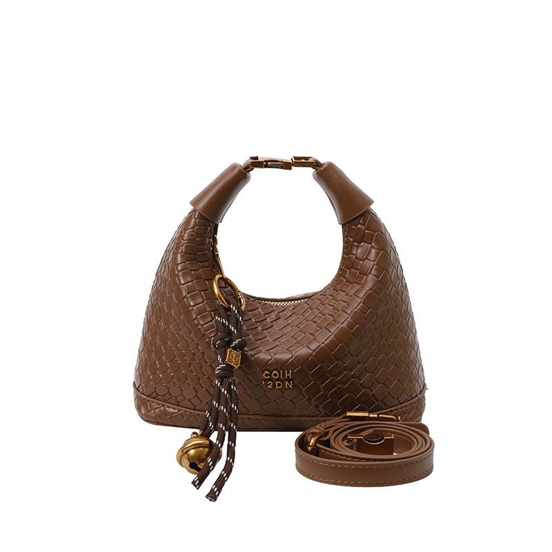 Pattern Pu Lattice Handbag Solid Color Single Shoulder Crossbody Fashion Bag