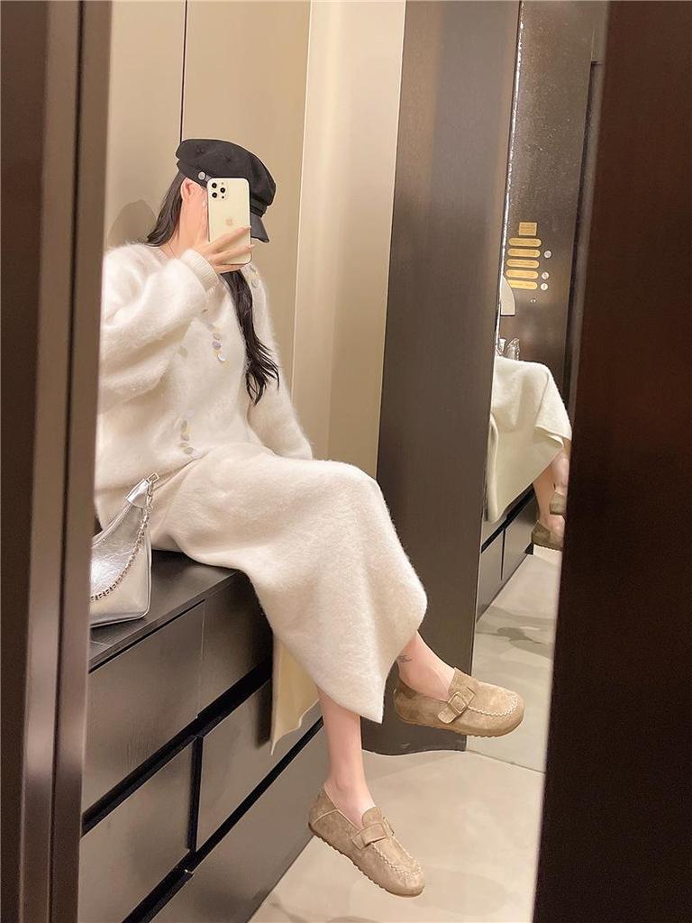 Retro Suede Round Toe Mary Janes with Hidden Heel & Soft Sole Loafers