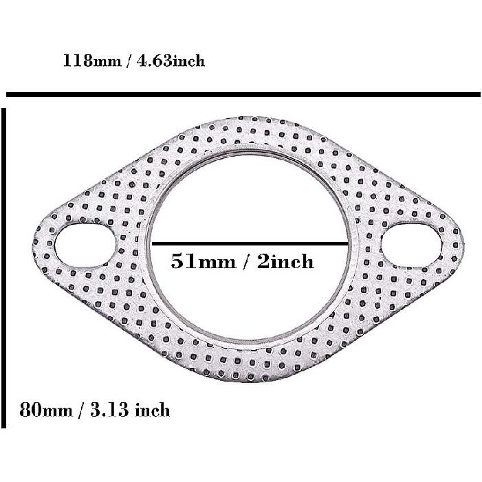 Universal Fitment High Temperature Exhaust Gasket 2-Bolt 2 inch 51mm Exhaust Flange 5 PCS