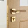 Walnut Door Handle Indoor Metal Door Lock Home Silent Locks Bedroom Magnetic Lock Secure Split Lock Doors Hardware Accessories