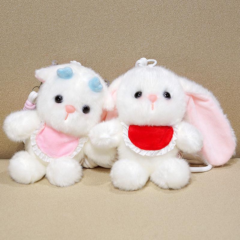 15Cm Cartoon Animals Plush Pendant  Cross Body Phone Support Plushie Stuffed Rabbit Lamb Bear Penguin Small Plushie Gift