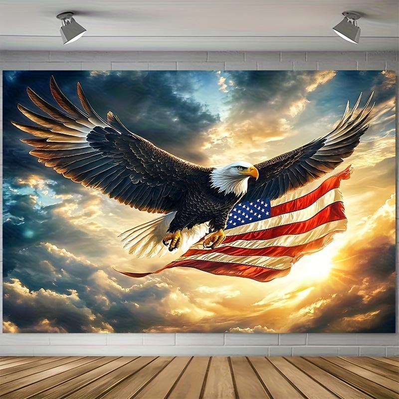 Soaring Eagle American Flag Tapestry Living Room Star Spangled Banner Independence Day Patriotic Theme Room Decoration 100X70CM