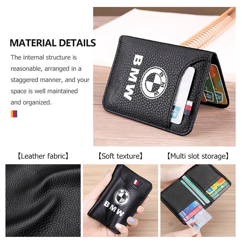 Zipper Short Wallets Multi Slots Leather Card Holder Coin Purse For BMW M Performance E36 E46 E60 E90 E91 E92 E93 F30 F20 xkhr50