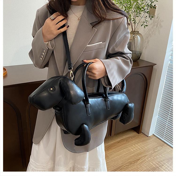 Creative Dog Pattern Tote Bag With Pu Material For Casual Daily Use