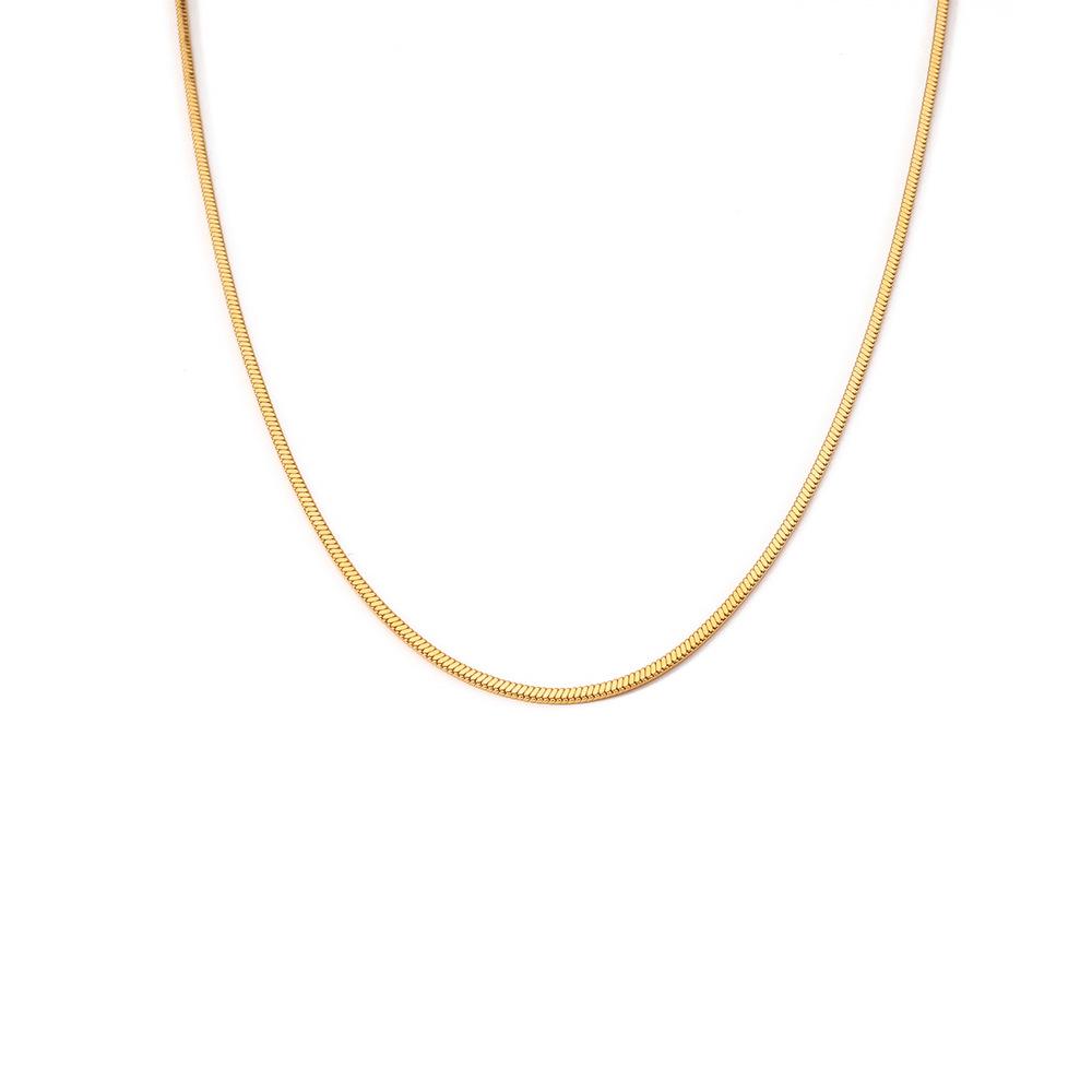 Elegant 18K Gold-Plated Titanium Steel Snake Bone Sweater Chain 18K Plated