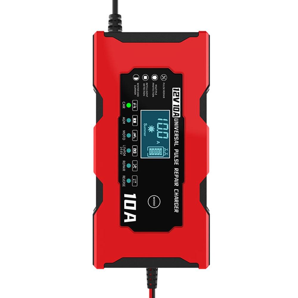 

Импульсное зарядное устройство для автомобильного аккумулятора, интеллектуальная зарядка аккумулятора 14,6 В 10 А, железо-литиевое зарядное устройство с вилкой ЕС/США, цифровой ЖК-дисплей 12 В 10 А UK Plug красный