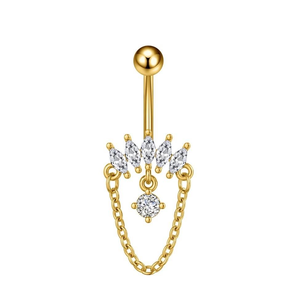 Elegant Belly Navel Stud Stainless Steel Navel Button Butterfly Chain Navel Ring Seaside