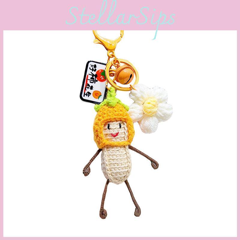 Jinnew Handmade Felt Keychain With Cartoon Persimmon Head And Peanut Character For Kids And Gift Use