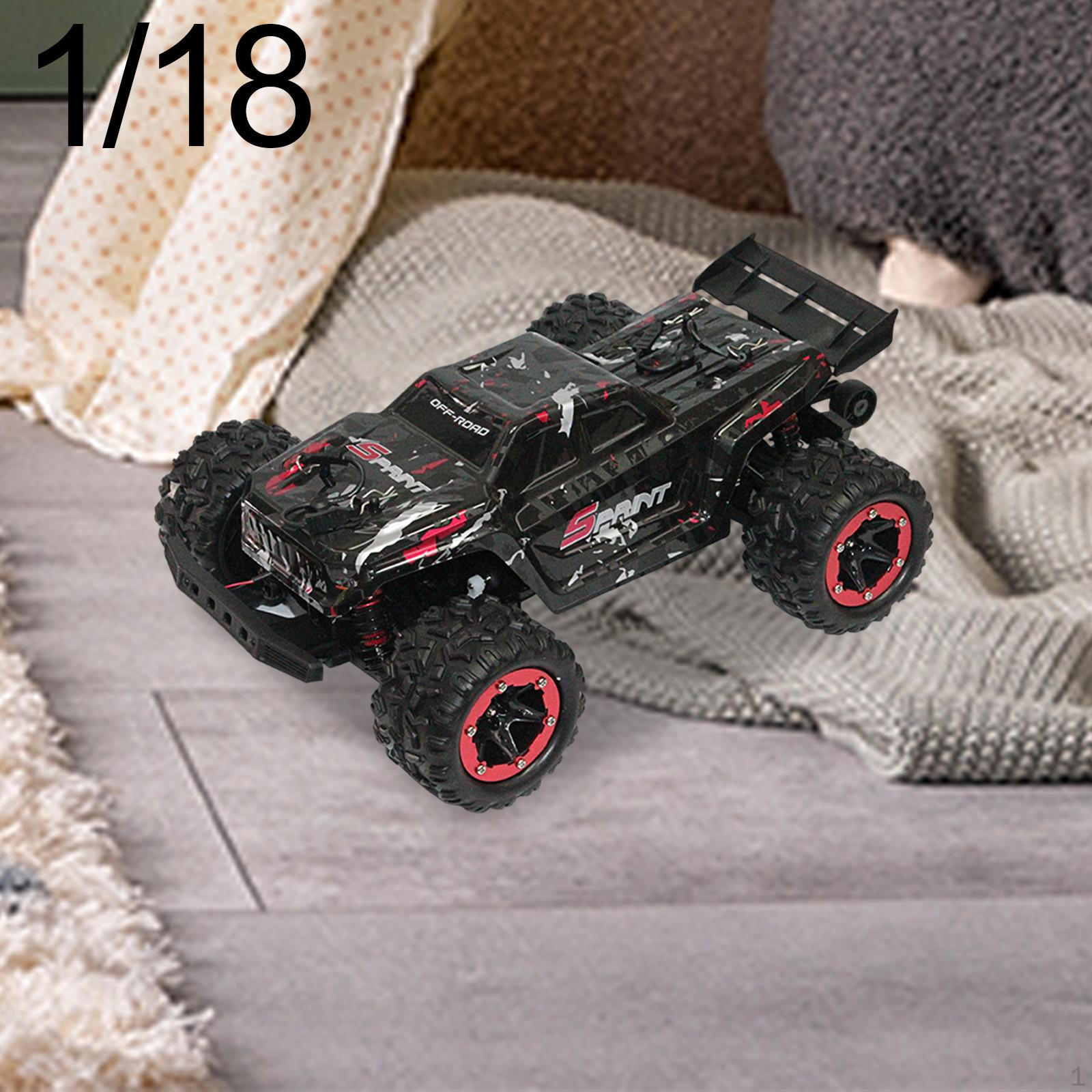 

1/18 RC Car Model Sturdy Gifts with Functional Headlight Multifunctional Toys Accessory for Children Black Red